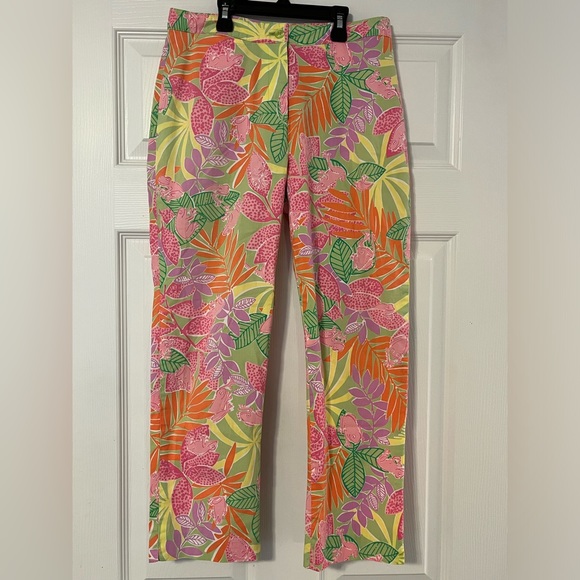 Lilly Pulitzer Tropical Frog Print Pants Size 2 Vintage White Label - Picture 5 of 8